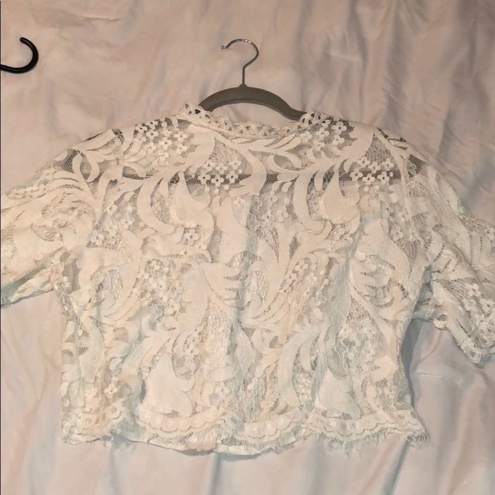 White lace crop top